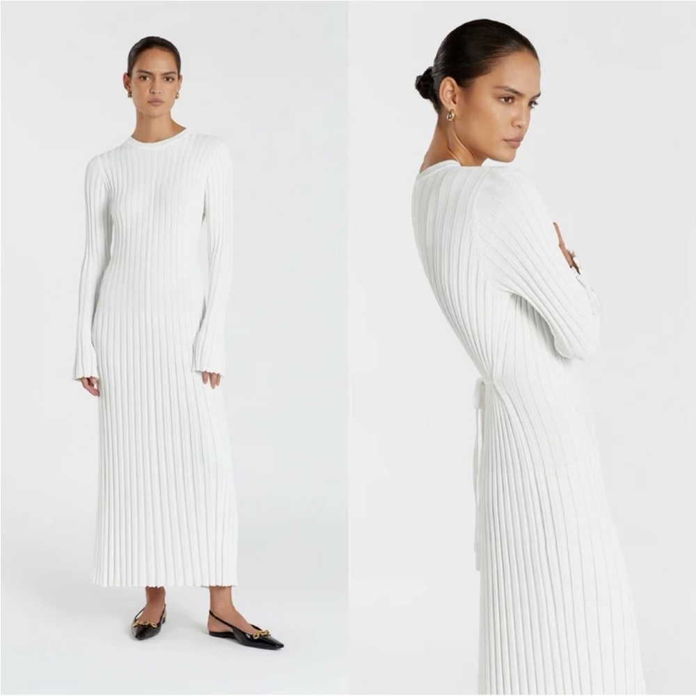 ADA OFF WHITE LONG SLEEVE MIDI DRESS